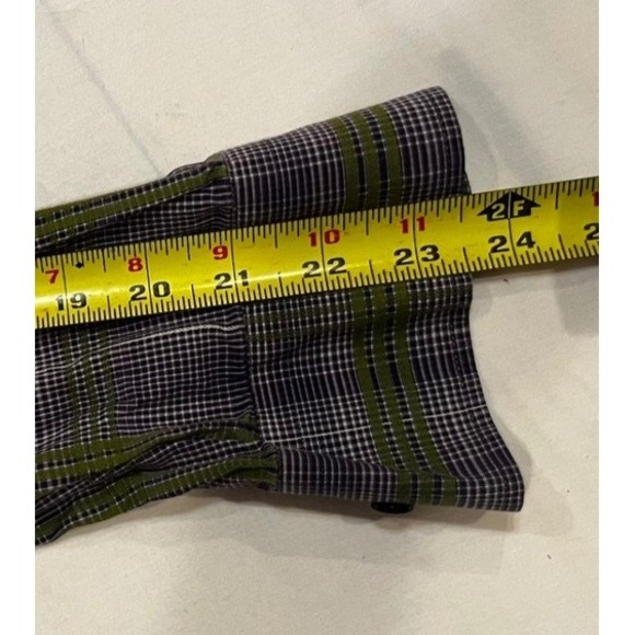 Alan Flusser Men's XL Long Sleeve Button Down Shirt Plaid Cotton Green Blue - Picture 6 of 6